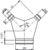 BSG-200 - Broekstuk 90° 200mm - 200mm voor spirobuis