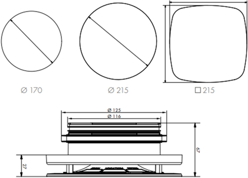 RV 125 - 7x Ventilatieventiel toevoer/afvoer Ø116/Ø125 75m³/h - ronde frontplaat regelbaar - kunststof wit